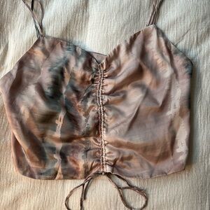 All Saints Ruched Tie-Dye Camisole in Light pink/Cream and Brown